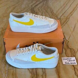 Nike women’s Blazer Platform White and Yellow Sneakers